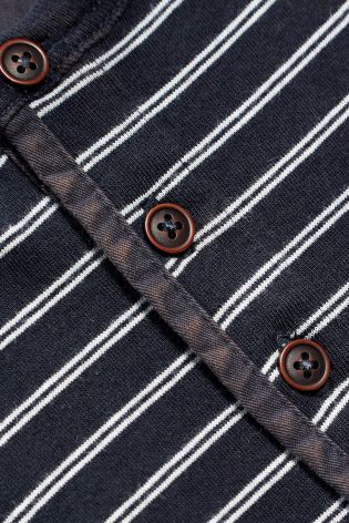 Charcoal Long Sleeve Stripe Grandad